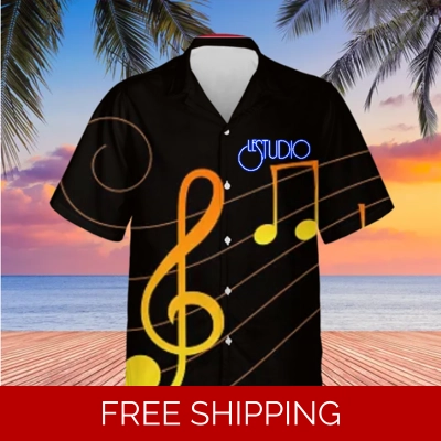 Hawaiian Shirt Unisex Le Studio Treble Clef Gold